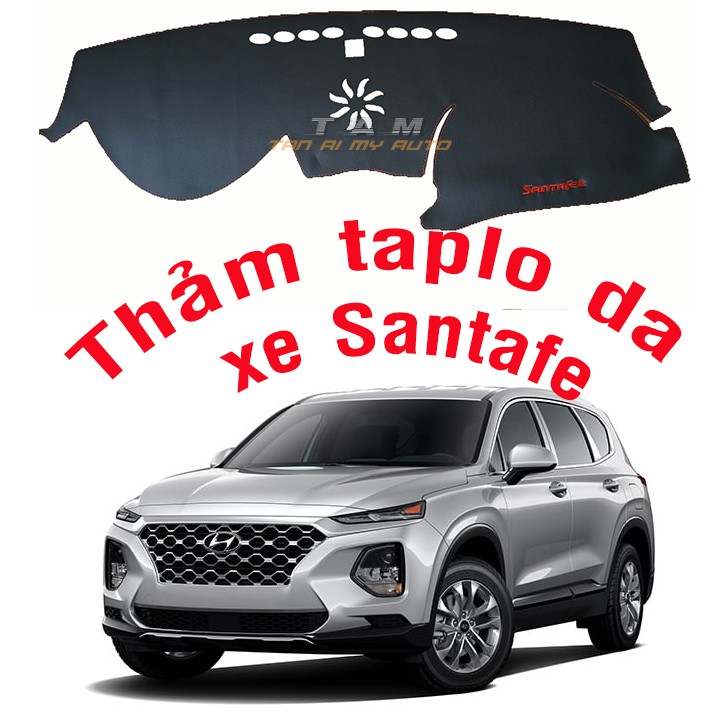 Thảm chống nắng taplo xe Santafe, Thảm da vân cacbon