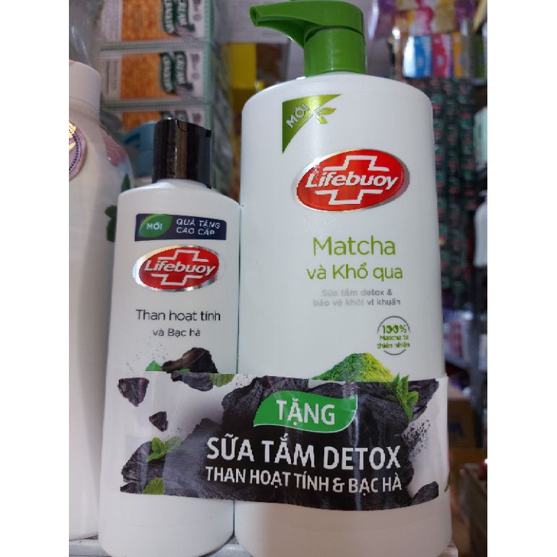 SỮA TẮM LIFEBUOY MATCHA VÀ KHỔ QUA 850ML.TẶNG 1 CHAI SỮA TẮM THAN HOẠT TÍNH VÀ BẠC HÀ 200 ML.