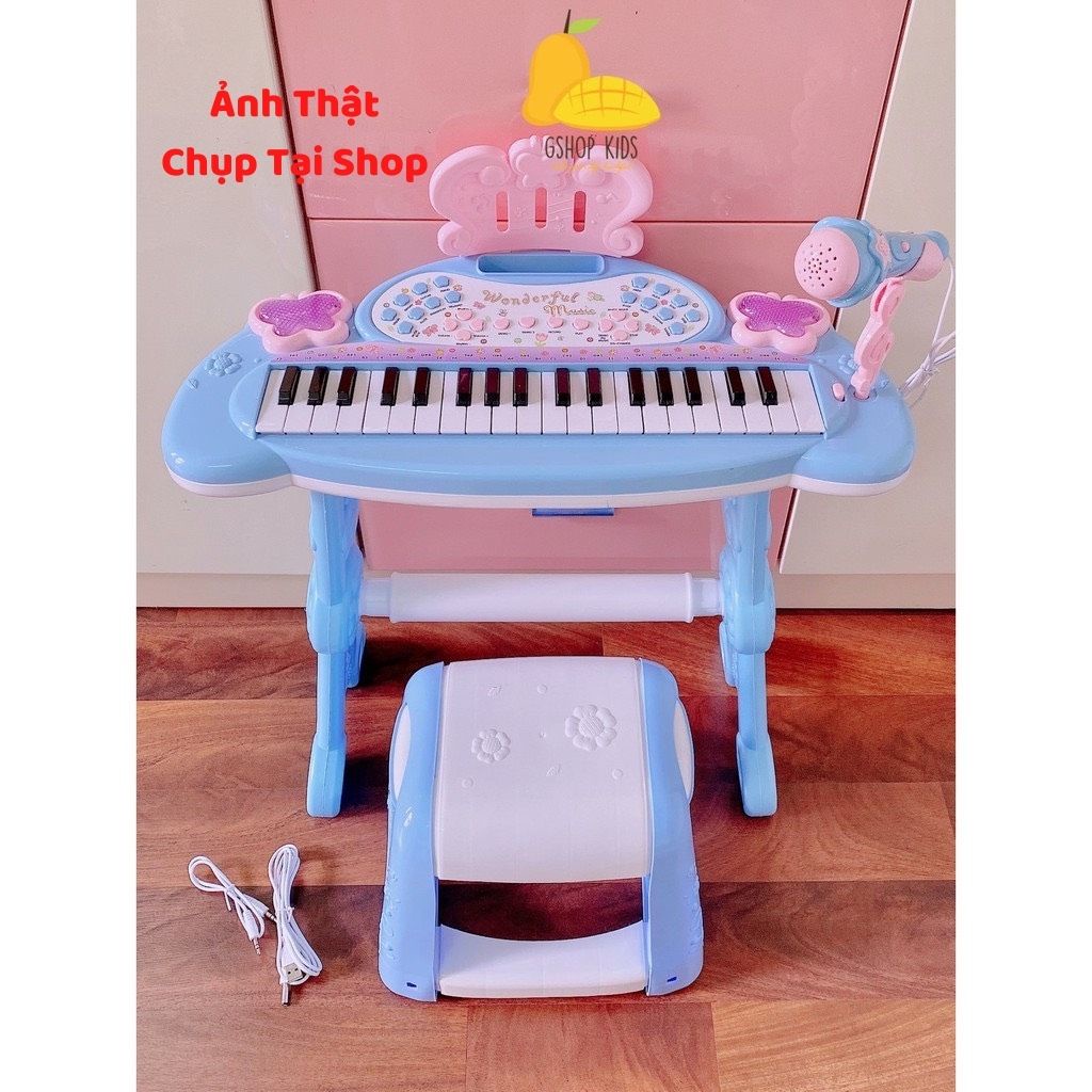 Đồ Chơi Đàn Piano Điện Tử Cao Cấp Cỡ To Chân Cao Có Ghế Ngồi Và Micro Cho Bé, Shop Mẹ Mốc ,DCG