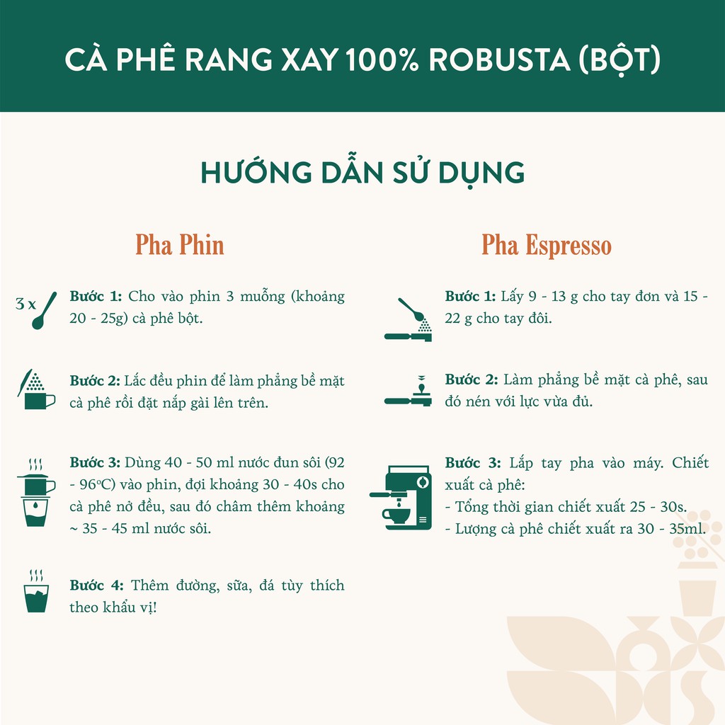 Cà Phê Phin Robusta HANCOFFEE Rang Xay Nguyên Chất Đậm Đắng Hậu Vị Ngọt Sâu 500g (Hạt/Bột) HN100RBH4