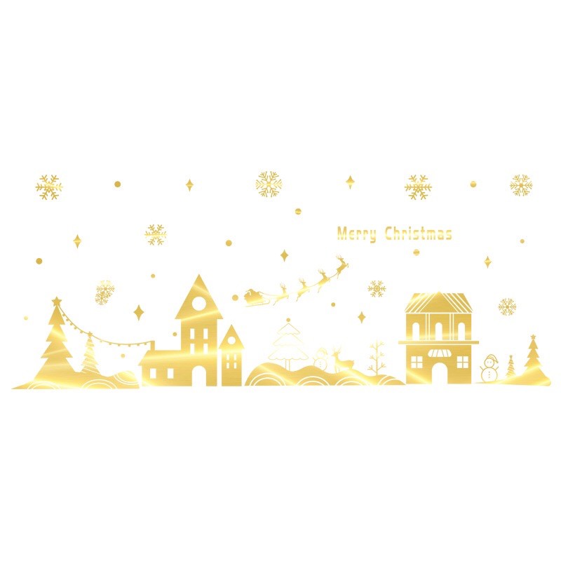 Decal trang trí Noel - Thành phố Ánh vàng cao cấp