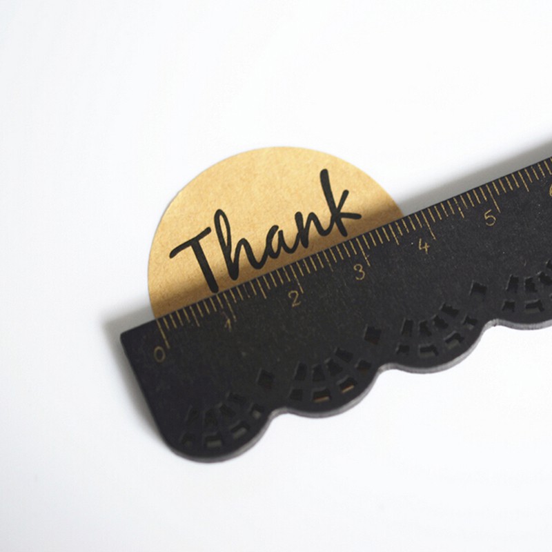 Bộ 60 Sticker Giấy Kraft In Chữ Thank You Dùng Trang Trí Bánh Kem