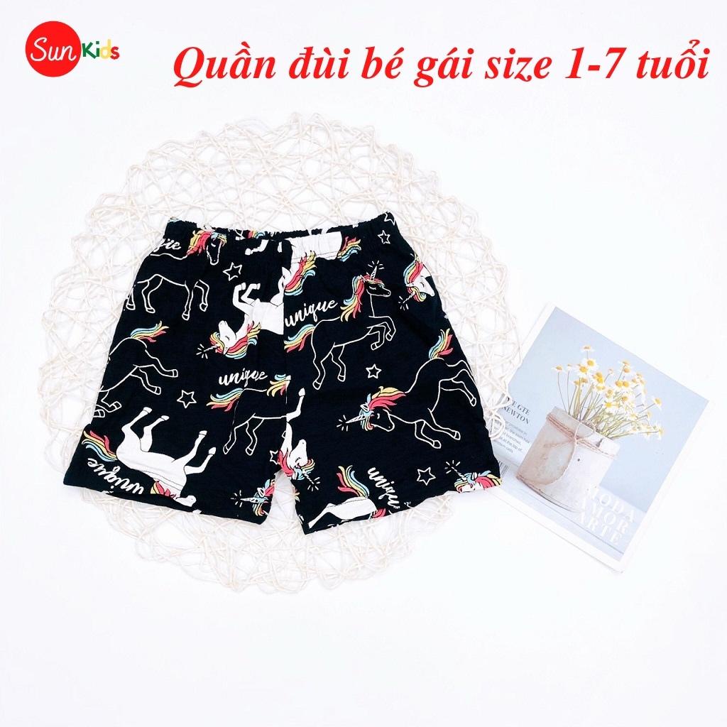 Quần đùi bé gái SUNKIDS, quần đùi cho bé chất cotton mềm mát, size 1-7 tuổi, nhiều màu