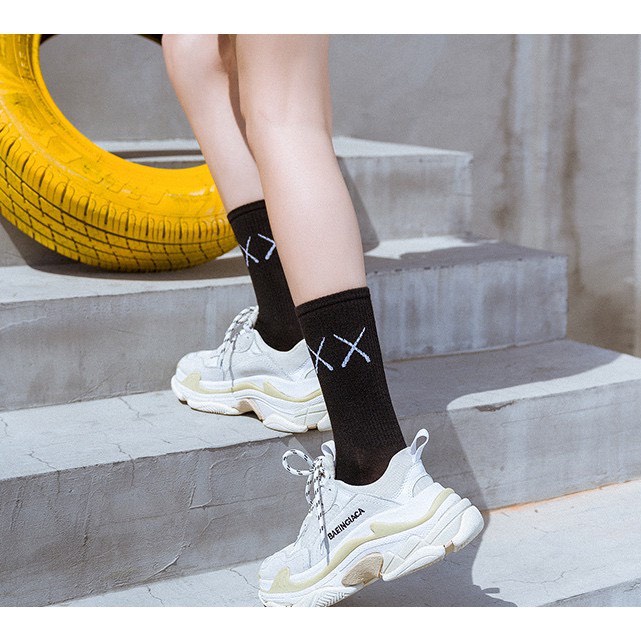 Tất Chữ XX Ulzzang - Vớ XX Gân Trơn Unisex - Tất cổ cao
