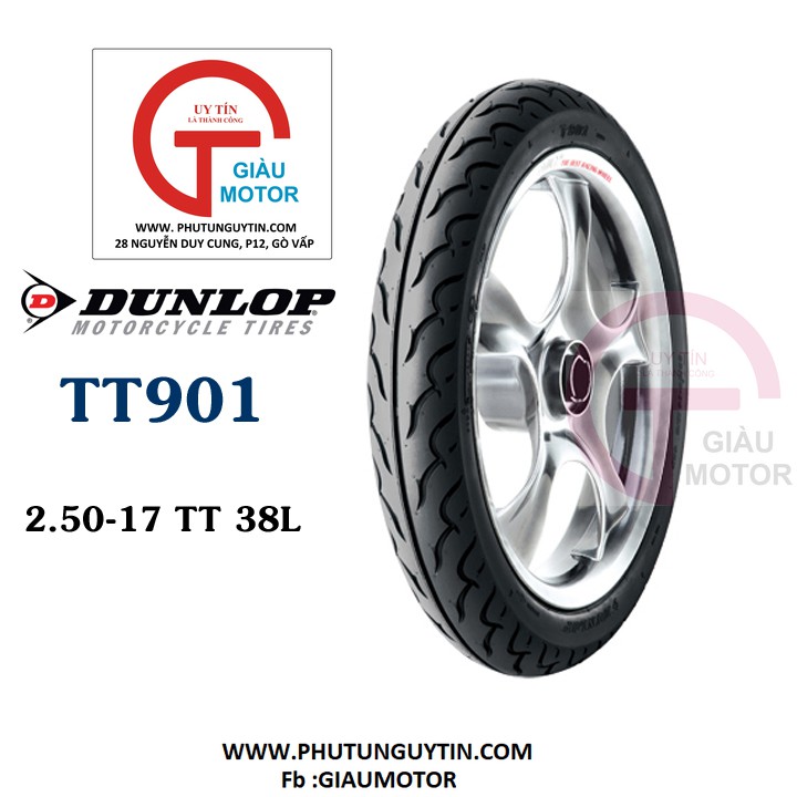 Lốp xe máy Dunlop size 2.50-17 TT901 TT 38L, Vỏ xe máy Dunlop size 2.50-17 TT901 TT 38L