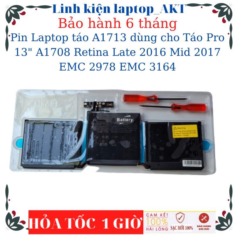 Pin Laptop táo A1713 dùng cho Táo Pro 13" A1708 Retina Late 2016 Mid 2017 EMC 2978 EMC 3164