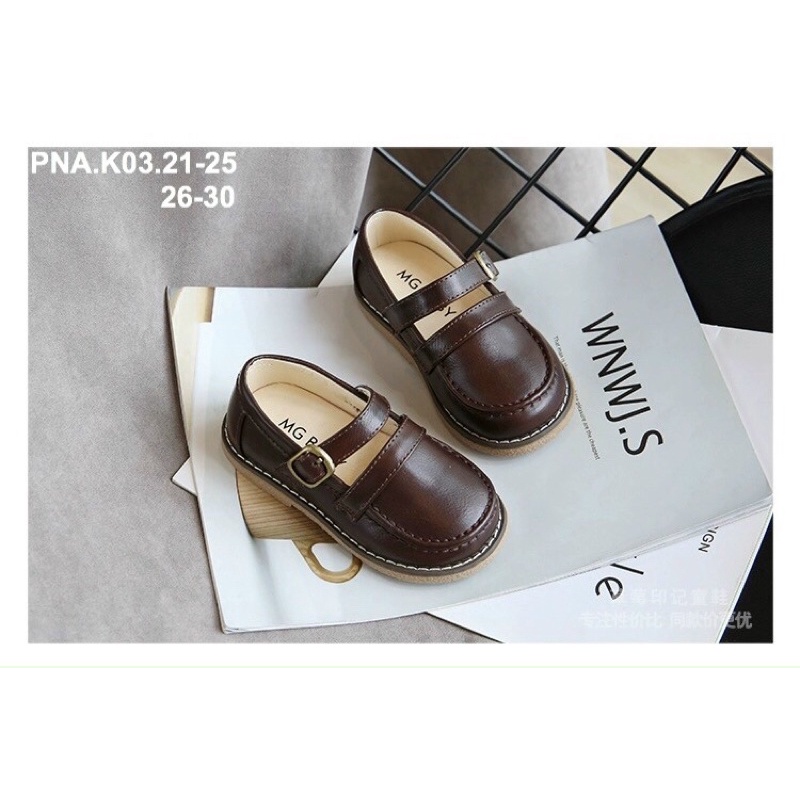 Giầy bệt da cho bé gái size 26-30 màu nâu