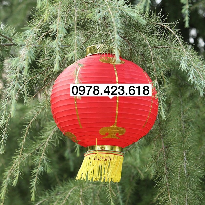 Đèn lồng Vải Đỏ Trang Trí Tết - Đèn lồng Hoa đào họa tiết Chúc mừng năm mới, nhà hàng, khai trương, lễ hội