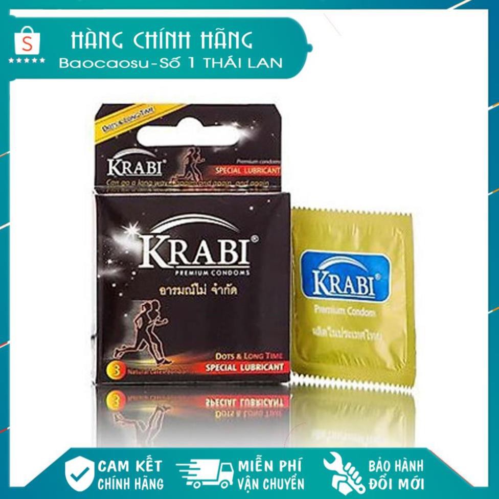 [TRỊ XUẤT TINH SỚM - 100%]  Bao cao su Krabi có gai và kéo dài thời gian | Dots & Longtime Krabi Premium Condoms