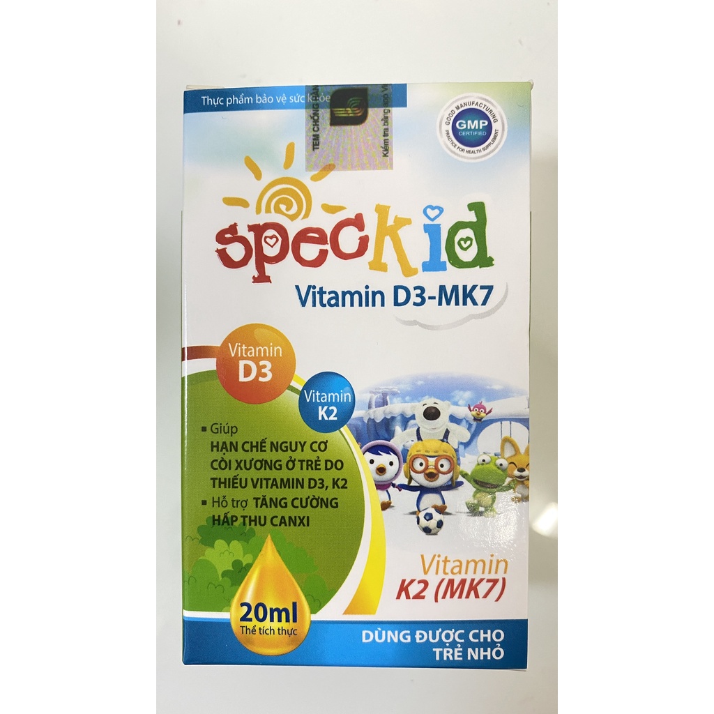 Speckid Vitamin D3 MK7.Giúp Bé Tăng Cường Hấp Thu Canxi,Giảm Còi Xương Do Thiếu Hụt Vitamin K2