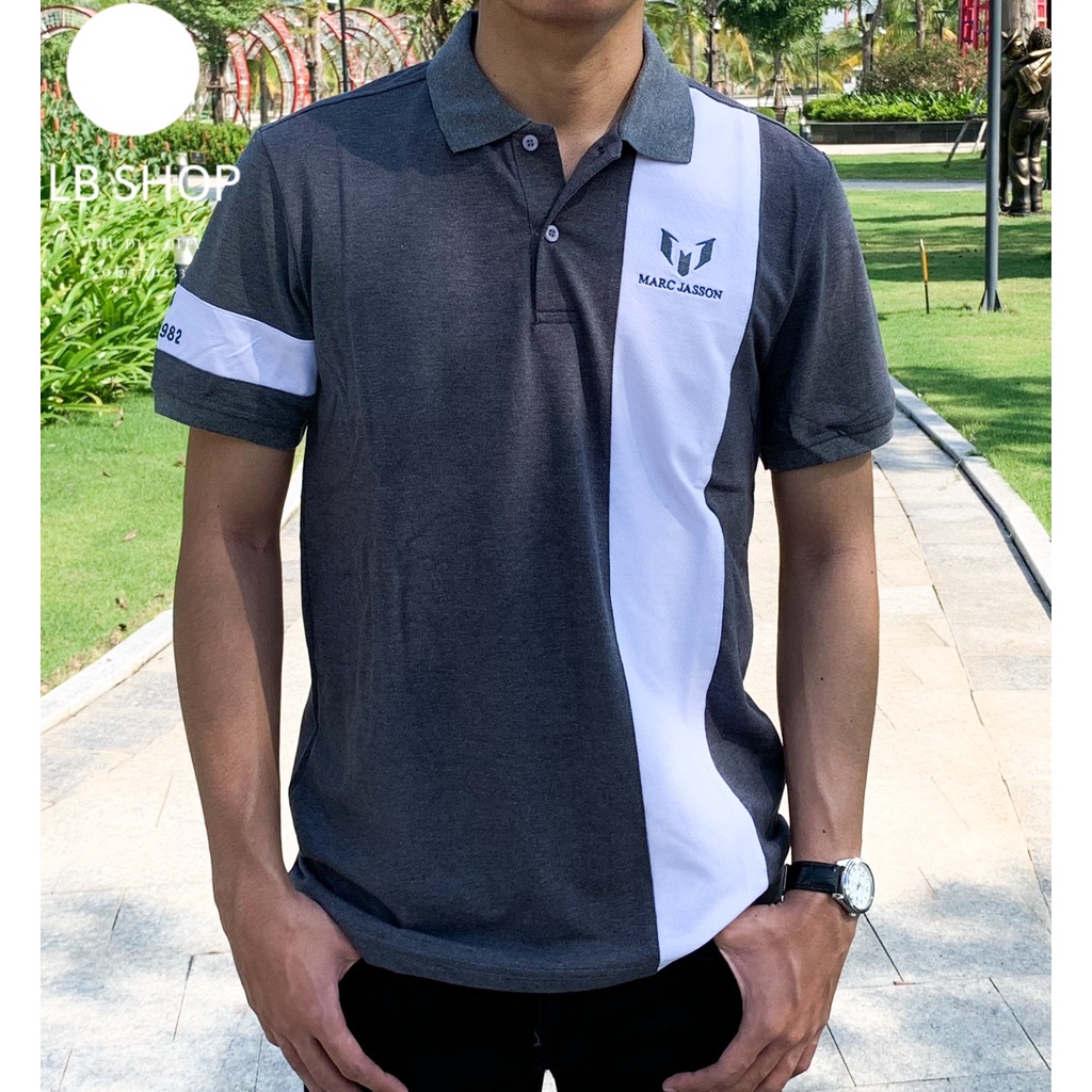 Áo polo nam cổ bẻ LB THUDUC, áo thun nam cao cấp ngắn tay phối 2 màu