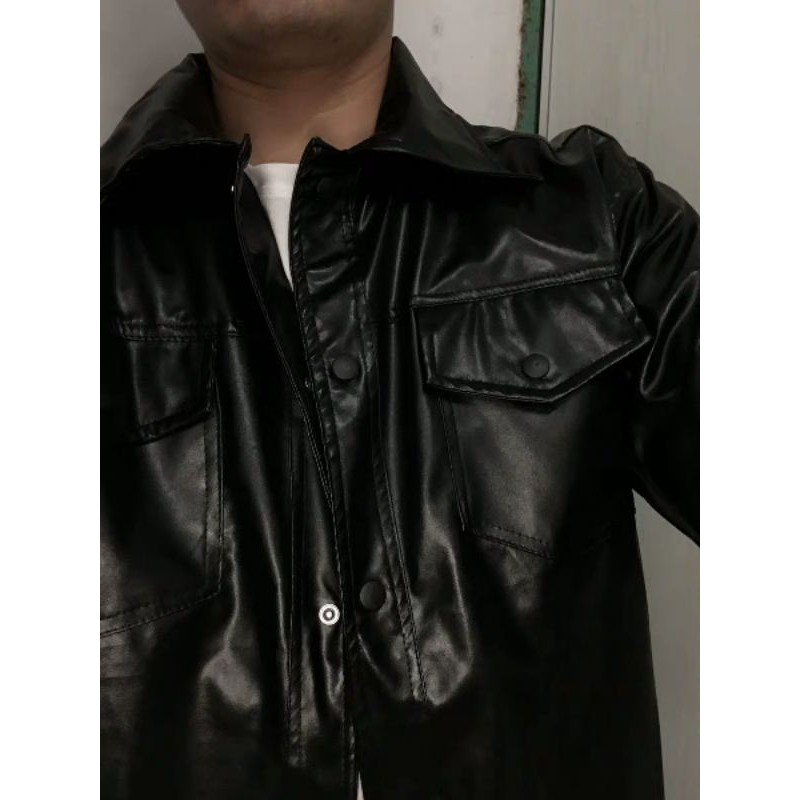 Áo khoác da trơn unisex