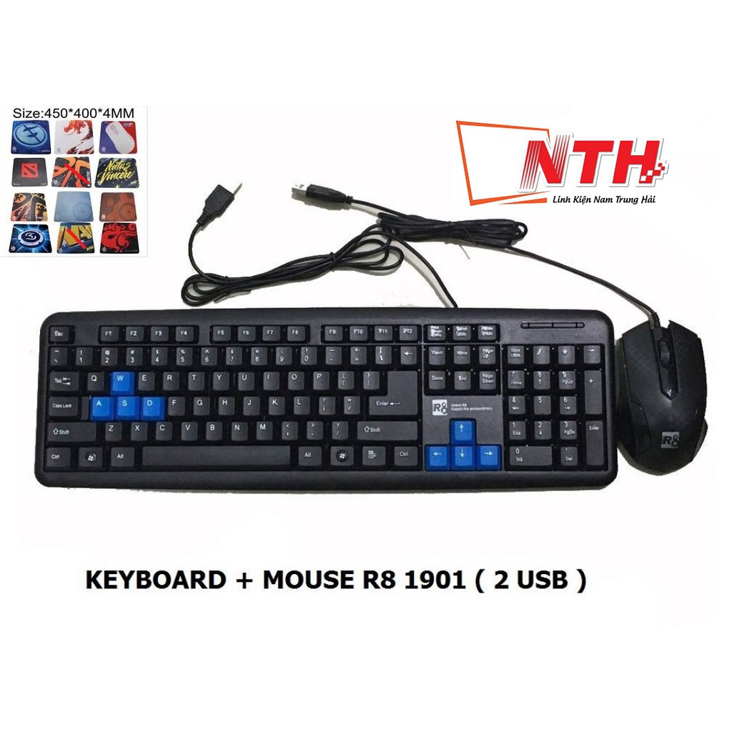 [Tặng lót chuột x88] COMBO Bộ bàn phím và chuột có dây R8 1901 | WebRaoVat - webraovat.net.vn