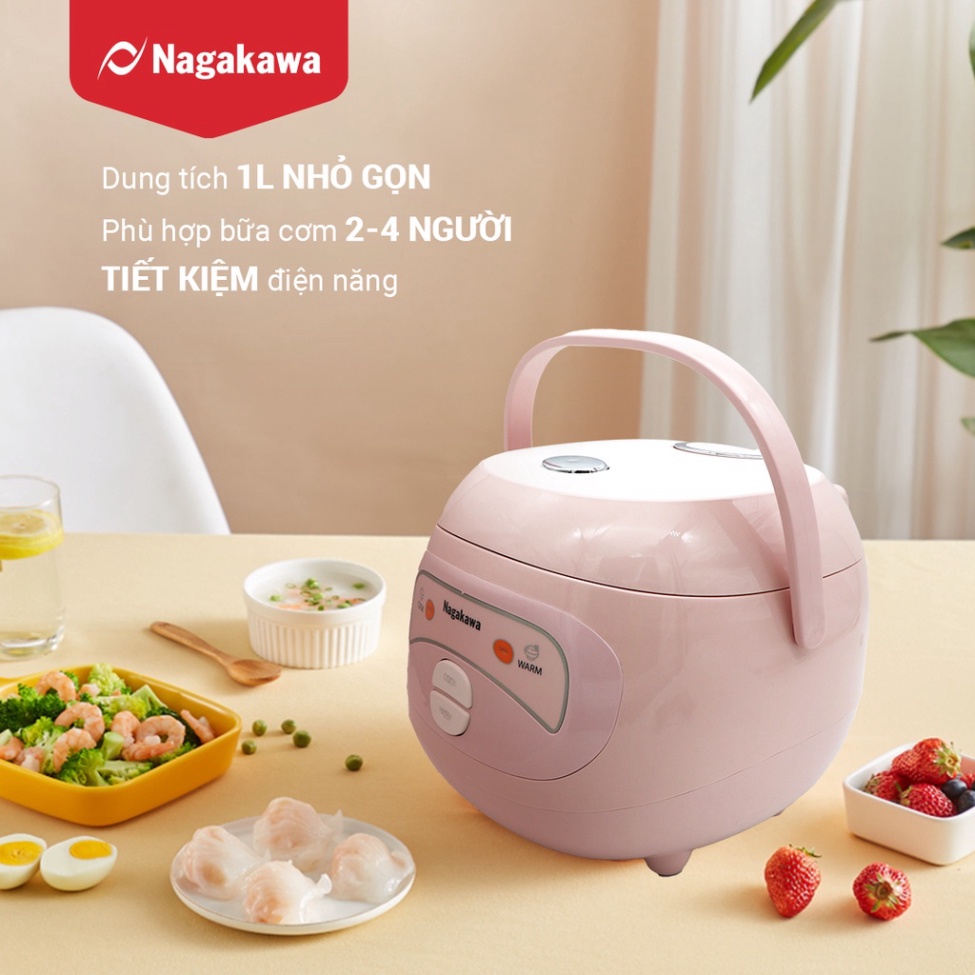 Nồi cơm điện Nagakawa NAG0134 dung tích 1 L, màu hồng