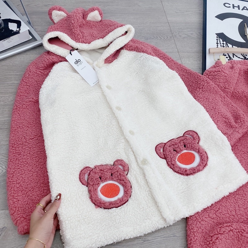 [ 𝐅𝐑𝐄𝐄 𝐒𝐇𝐈𝐏 ] SÉT LOOGN GẤU HỒNG SIÊU ĐẸP. VẢI LÔNG CỪU DẦY DẶN LẮM Ạ