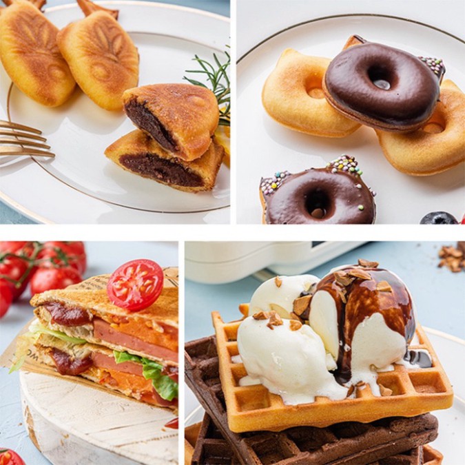 Máy làm bánh đa năng mini, nướng bánh tổ ong waffle Torsom