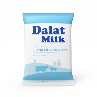 SỮA TƯƠI ĐÀ LẠT MILK BỊCH 220ml*48b ( có đường/ ít đường / không đường/ đủ)