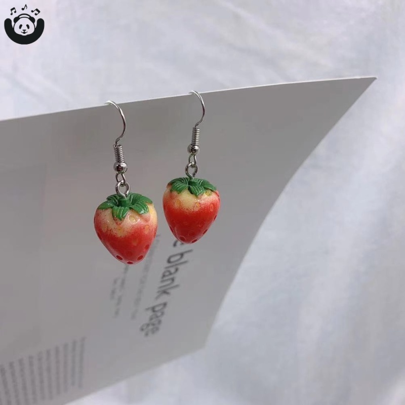 Bông tai hình quả dâu nhỏ bằng acrylic đơn giản dễ thương thời trang cho nữ