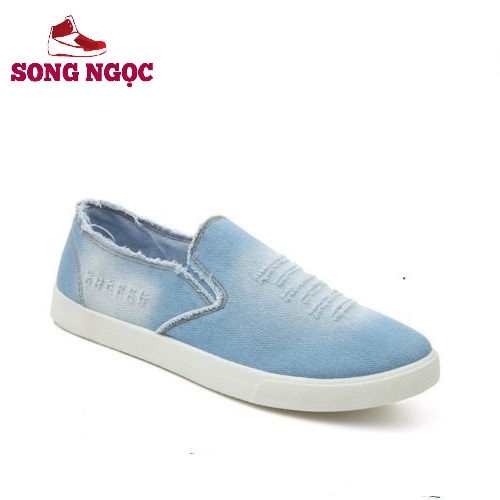 Giày Lười 👟 Nam Giày Vải Bò Nam Màu Xanh Nhạt Dáng Hàn ôm chân thoáng khí khử mùi hd61