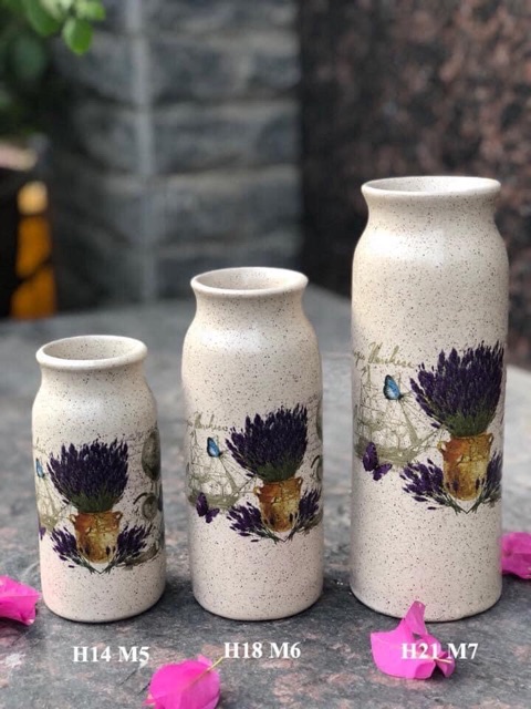 SET 3 LỌ HOA BÌNH BÔNG TRANG TRI NHA CƯA