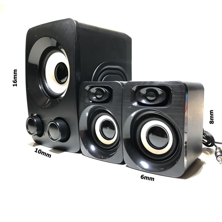 Loa vi tính mini cho máy tính, điện thoại bass ấm TREBLE 2.1