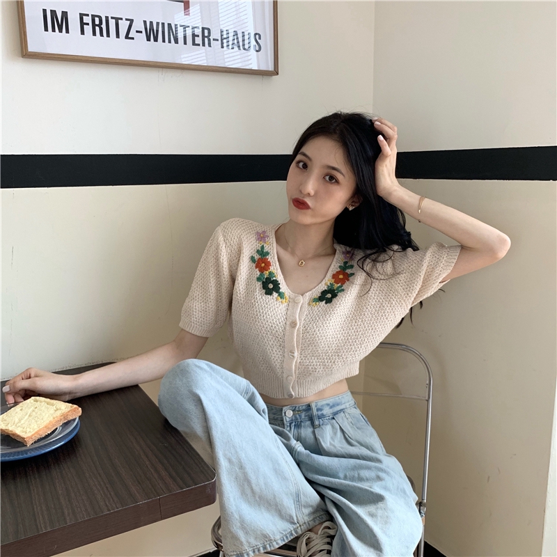 Áo Cardigan Dệt Kim Tay Ngắn Thiết Kế Đơn Giản Hợp Thời Trang | BigBuy360 - bigbuy360.vn