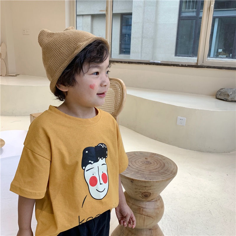 Áo Thun 100% Cotton Tay Ngắn Dáng Rộng In Họa Tiết Hoạt Hình Thời Trang Mùa Hè Hàn Quốc