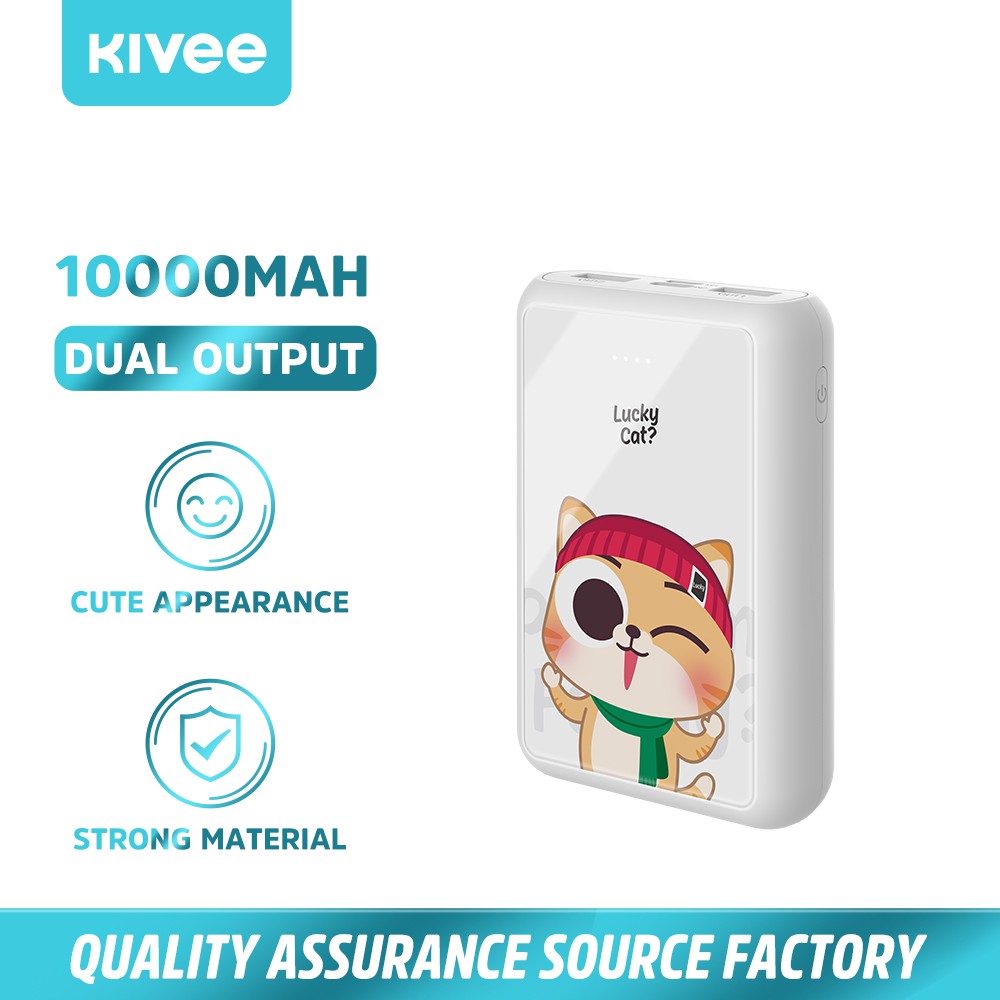 [Mã khuyến mãi KIVE20215 Giảm 10% toàn cửa hàng]Kivee Cute Cartoon Power Bank 10000 mah Fast Charger