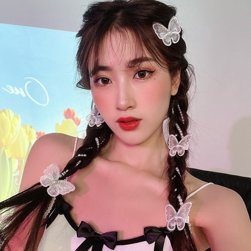 Kẹp Tóc Hình Nơ Đính Ngọc Trai Giả Thời Trang Mới