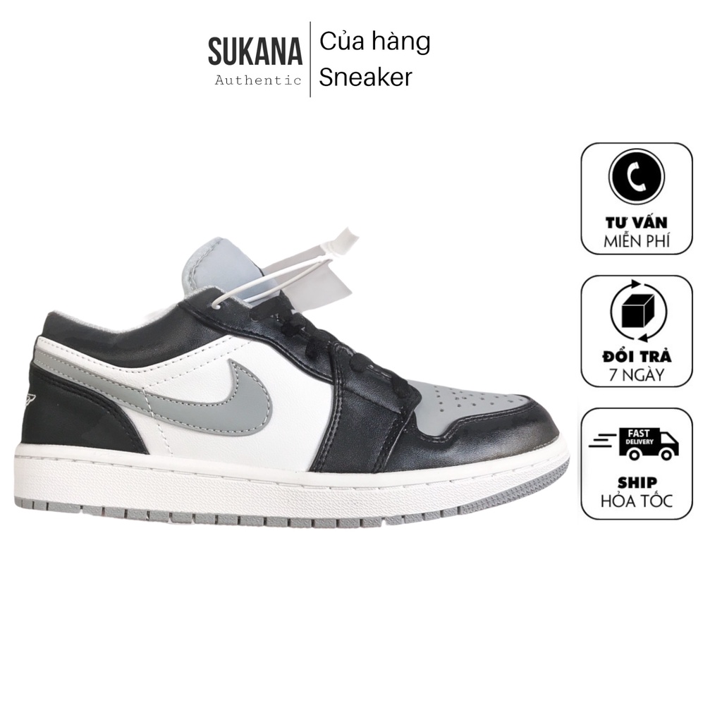 Giày Jordan Cổ Thấp, Giày JD Ghi Đen Xám Hàng Cao Câp Full Box + Bill
