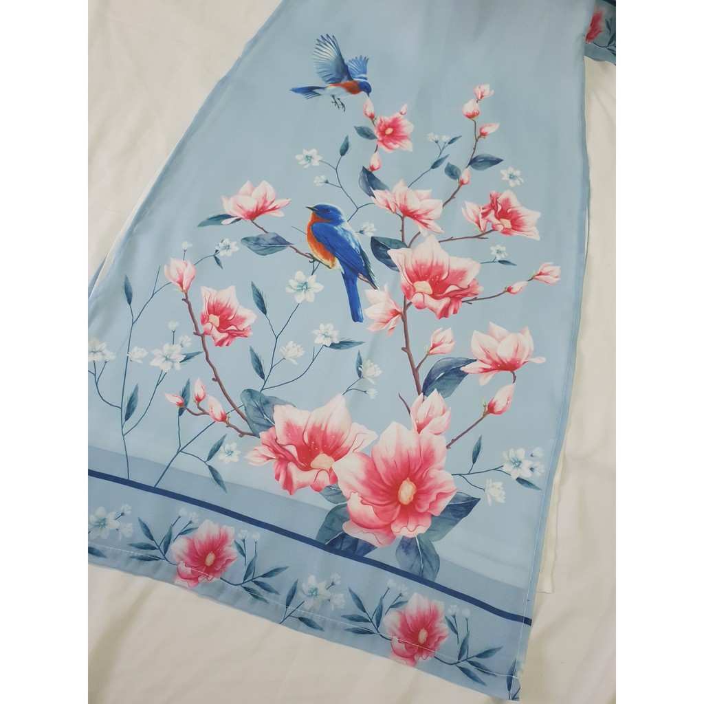 Áo dài nữ 🎀FREESHIP🎀 Áo dài xanh phối hoa cực xinh [ao dai cach tan] | BigBuy360 - bigbuy360.vn