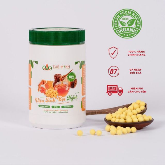 [Mã 156FMCGSALE hoàn 8% đơn 500K] [CHÍNH HÃNG 100%]1 Hộp=0.5kg Viên tinh nghệ mật ong Tuệ Minh hàng chuẩn date mới