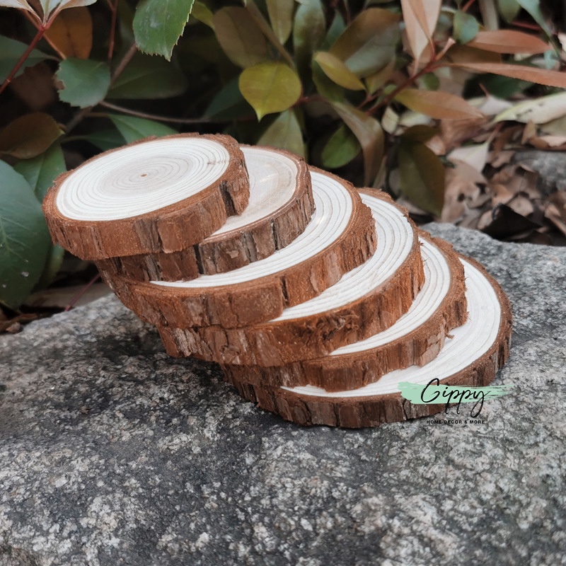 Miếng gỗ vân tròn phụ kiện chụp ảnh trang trí - Gippy Decor