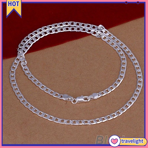 (Travelight) Vòng cổ mạ bạc 4mm thời trang dành cho nam và nữ