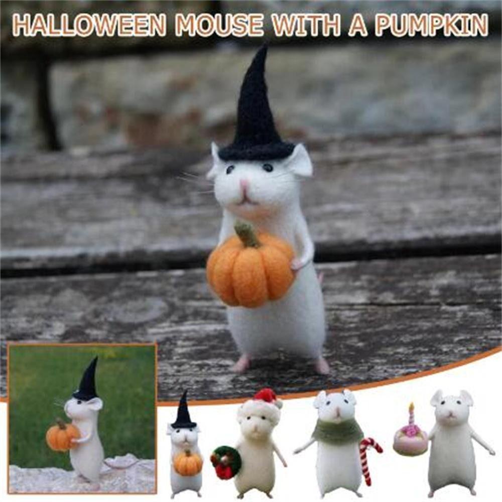 Chuột Halloween Bằng Len Nỉ Thủ Công Họa Tiết Dễ Thương Thiết Kế Mới