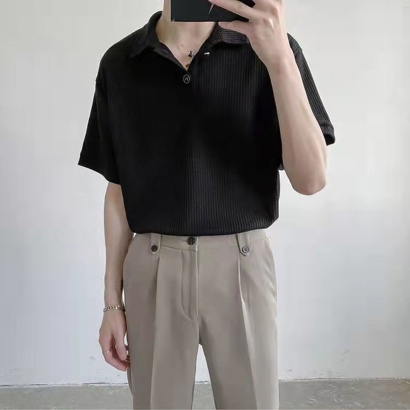 Áo Thun Nam Ngắn Tay Cổ Polo Phong Cách Hàn Quốc 2 Màu