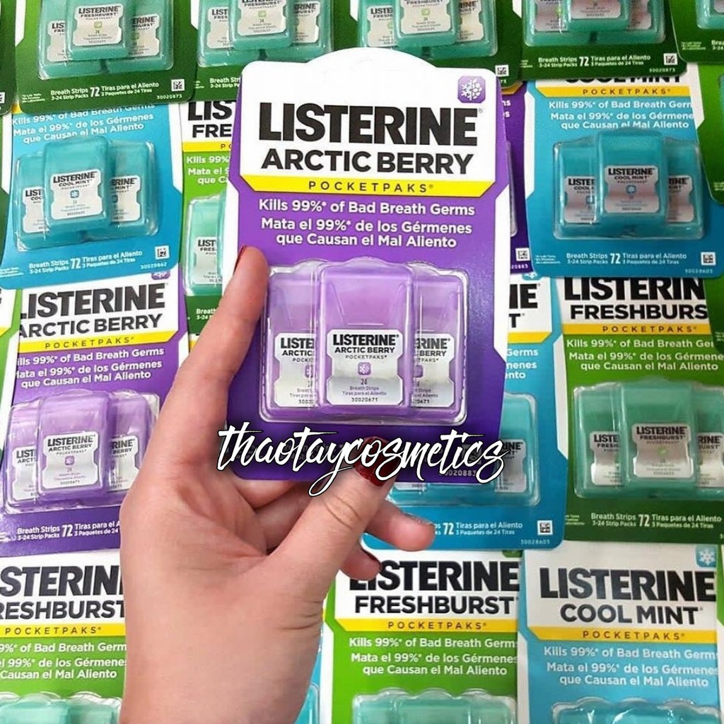 [Minhha] [Hàng Mỹ] Miếng ngậm thơm miệng Listerine Pocketpaks (Vĩ 3 hộp x 24 miếng) 64 20