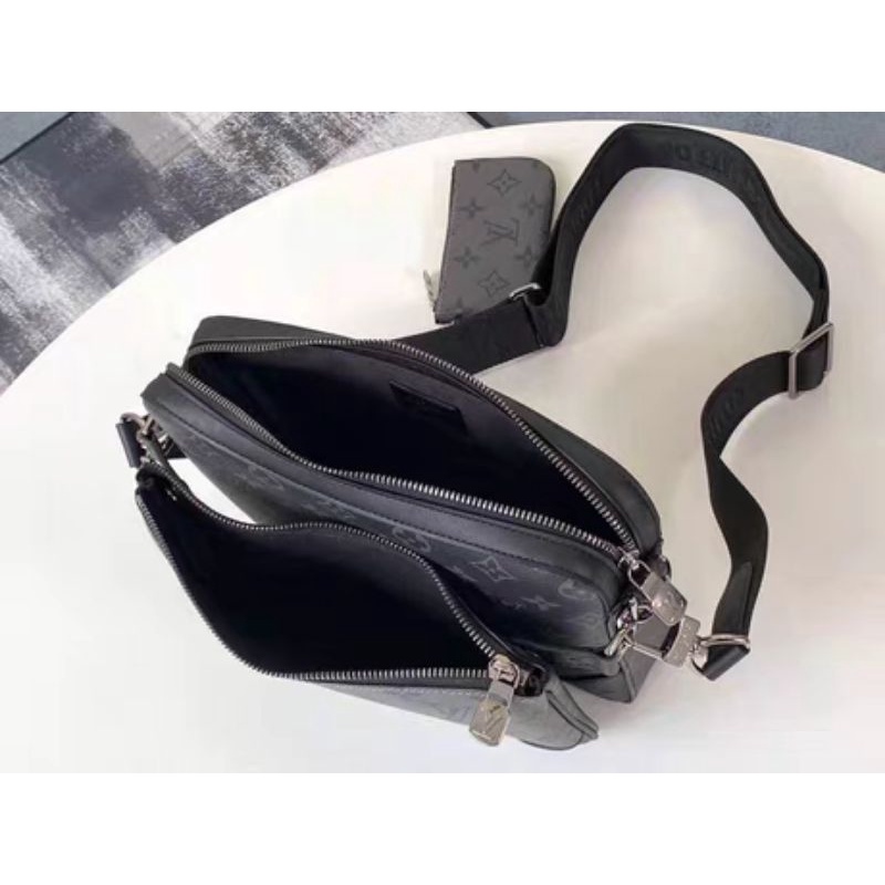 Túi nam LV / Louis Vuitton cổ điển hoa đen bạc TRIO ba trong một