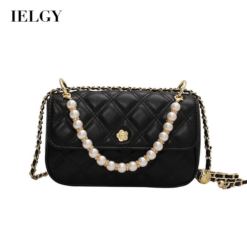 Túi đeo chéo IELGY đính kim cương giả và ngọc trai giả phong cách cổ điển dành cho nữ