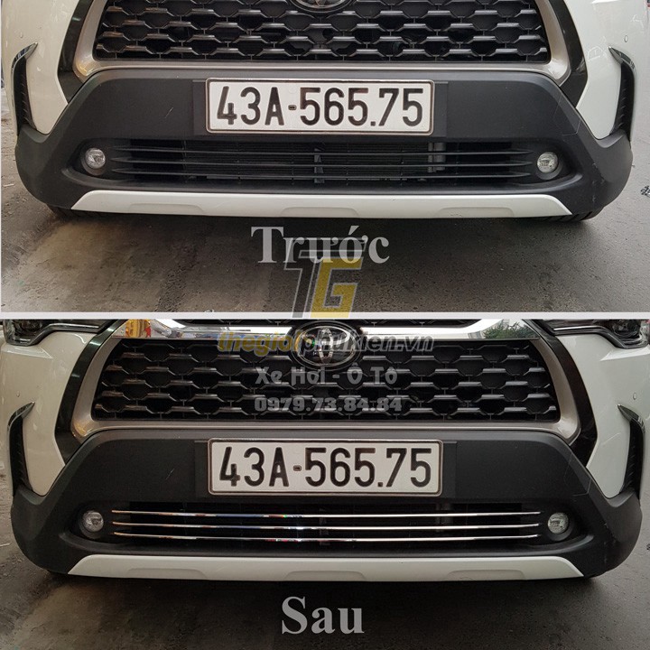 Bộ ốp trang trí mặt Ca Lăng, Calang Toyota Corolla Cross – 3 thanh ngang Bên dưới