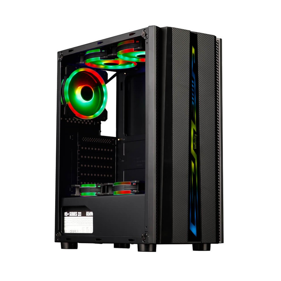 Vỏ thùng máy tính Infinity Denki Pro- KÍNH CƯỜNG LỰC - KHÔNG KÈM QUẠT