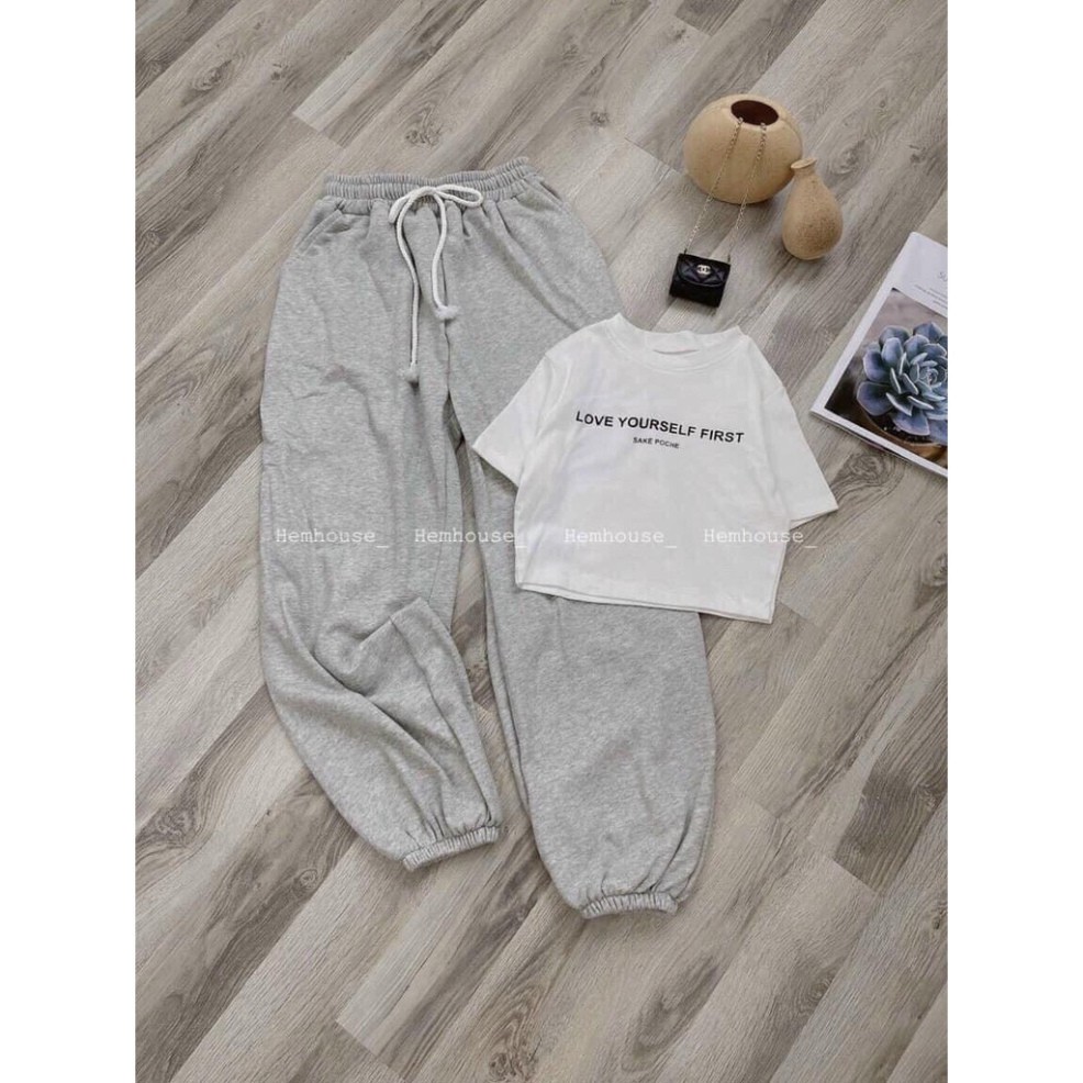 [ Qùa Tặng Dây Buộc Tóc Bạn Nhé] Set áo croptop ngắn phối quần bo gấu QC - Set bộ đồ giành cho nàng thích năng động | BigBuy360 - bigbuy360.vn