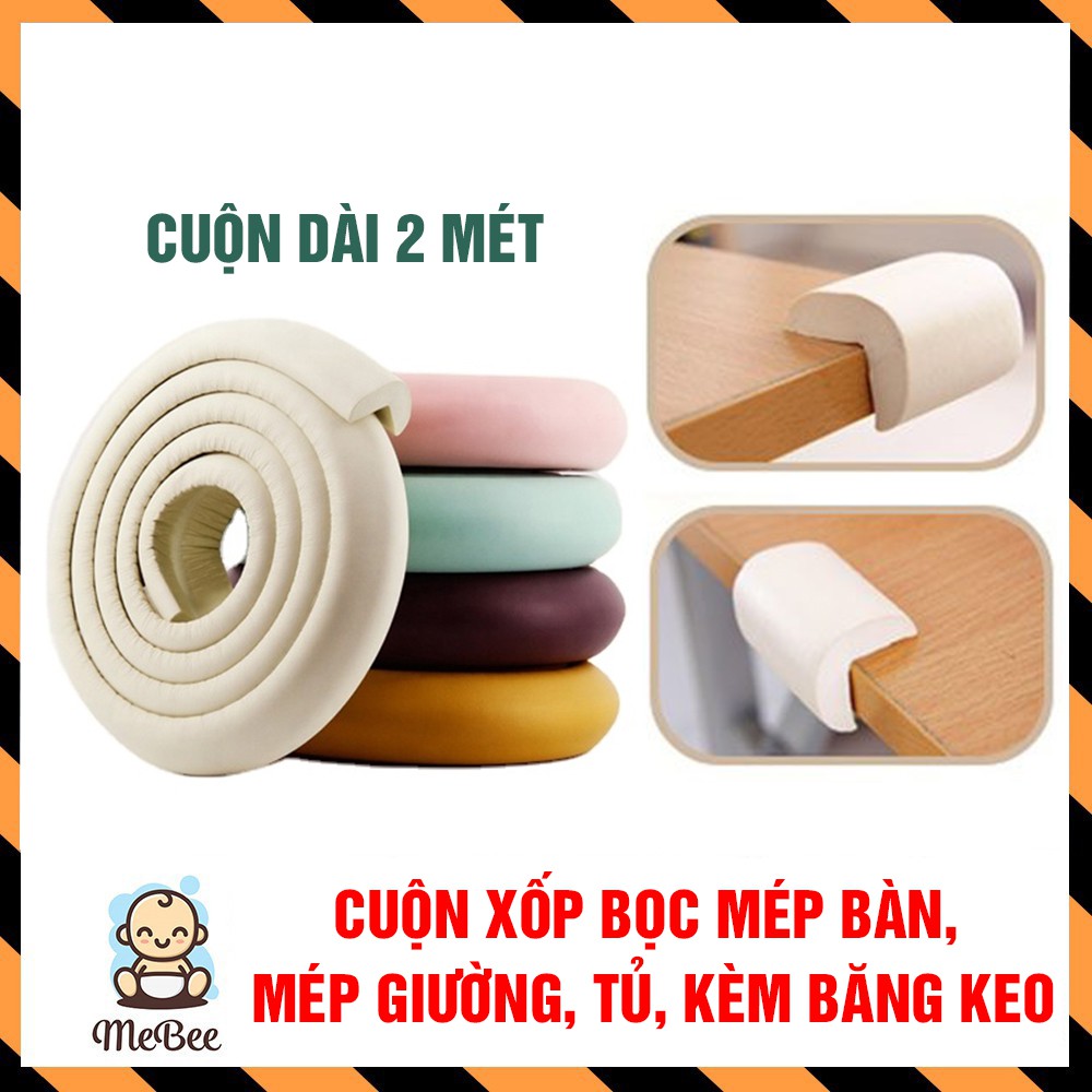 Cuộn dây xốp bọc mép bàn, bọc mép thành giường, mép tủ dài 2m an toàn cho bé
