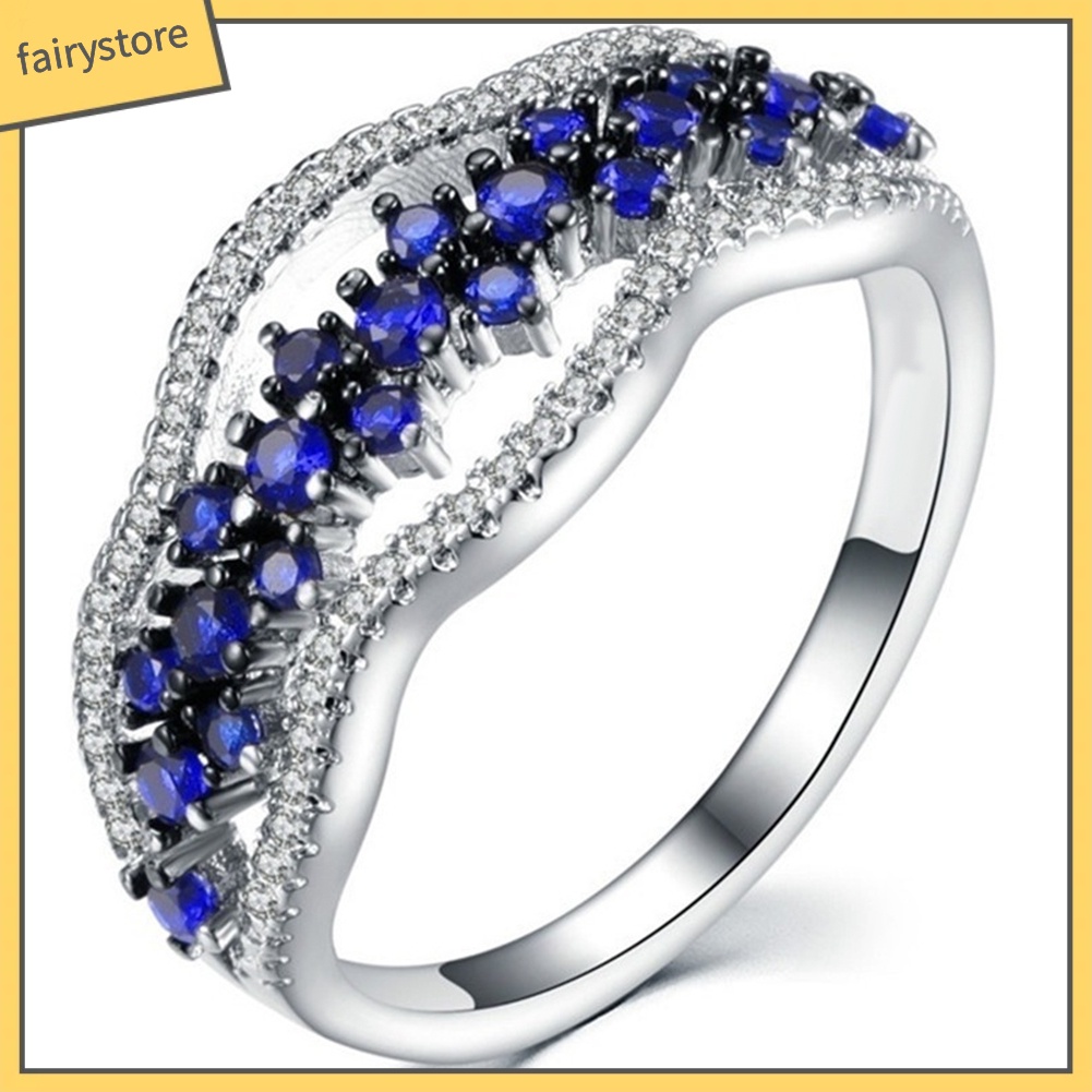 Nhẫn Đính Hôn Đính Đá Sapphire Giả Cho Nữ