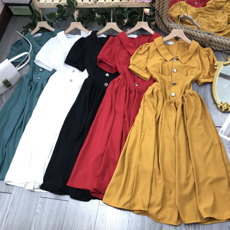ĐẦM NỮ SANG CHẢNH ĐI TIỆC ĐI CHƠI ĐI LÀM CHẤT LIỆU MÁT VỚI MÀU ĐỎ VÀNG XANH TRẮNG ĐEN