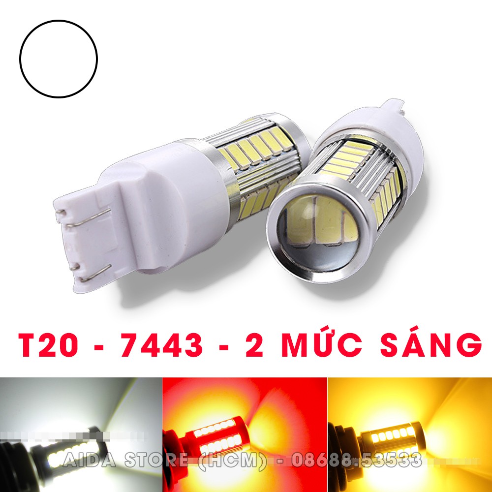 01 Bóng đèn phanh ô tô T20 7443 LED 33SMD thấu kính max sáng