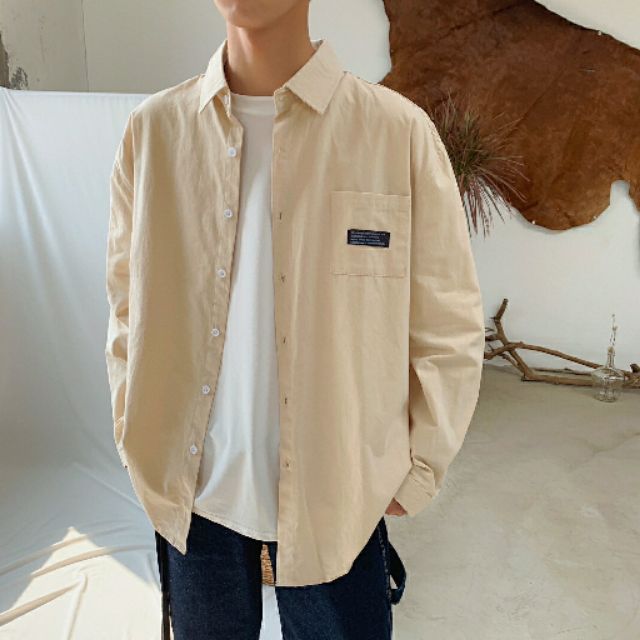 Áo sơ mi nam form rộng kaki hàn quốc ulzzang