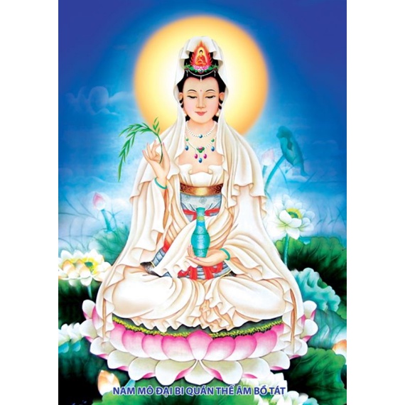Tranh Quán Thế Âm Bồ Tát bọc viền 20x30cm