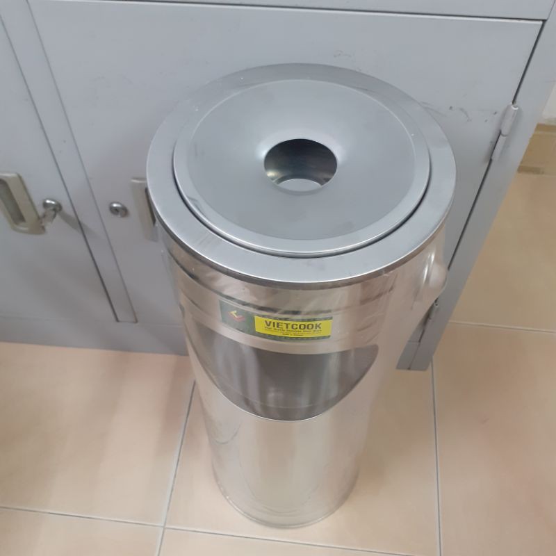 [Chính Hãng] Thùng rác inox có gạt tàn thuốc lá Vietcook Inox 304 [CHÍNH HÃNG]