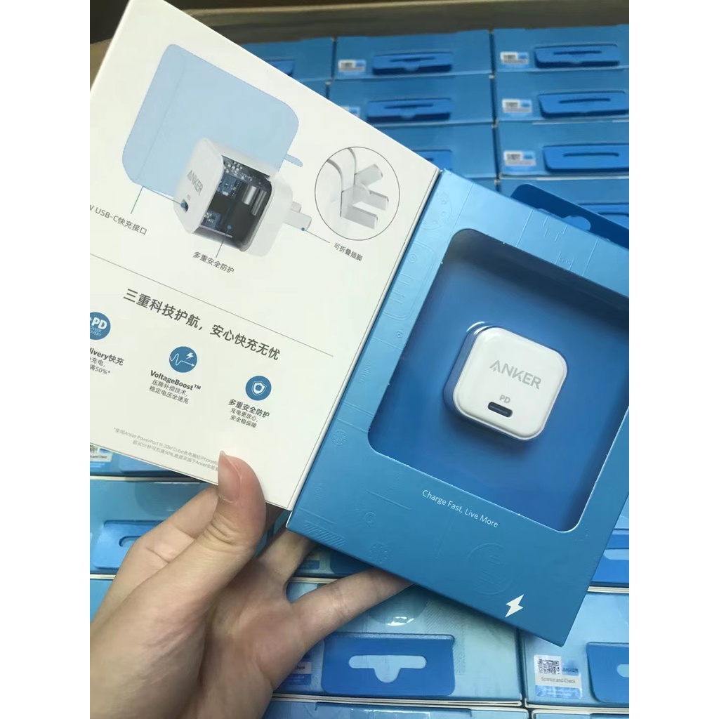 Sạc Nhanh 20W ANKER A2149 PowerPort III Cube PD Charger chân gập cho IP 13 14 7 8 Plus X Xs 11 12 Pro Max